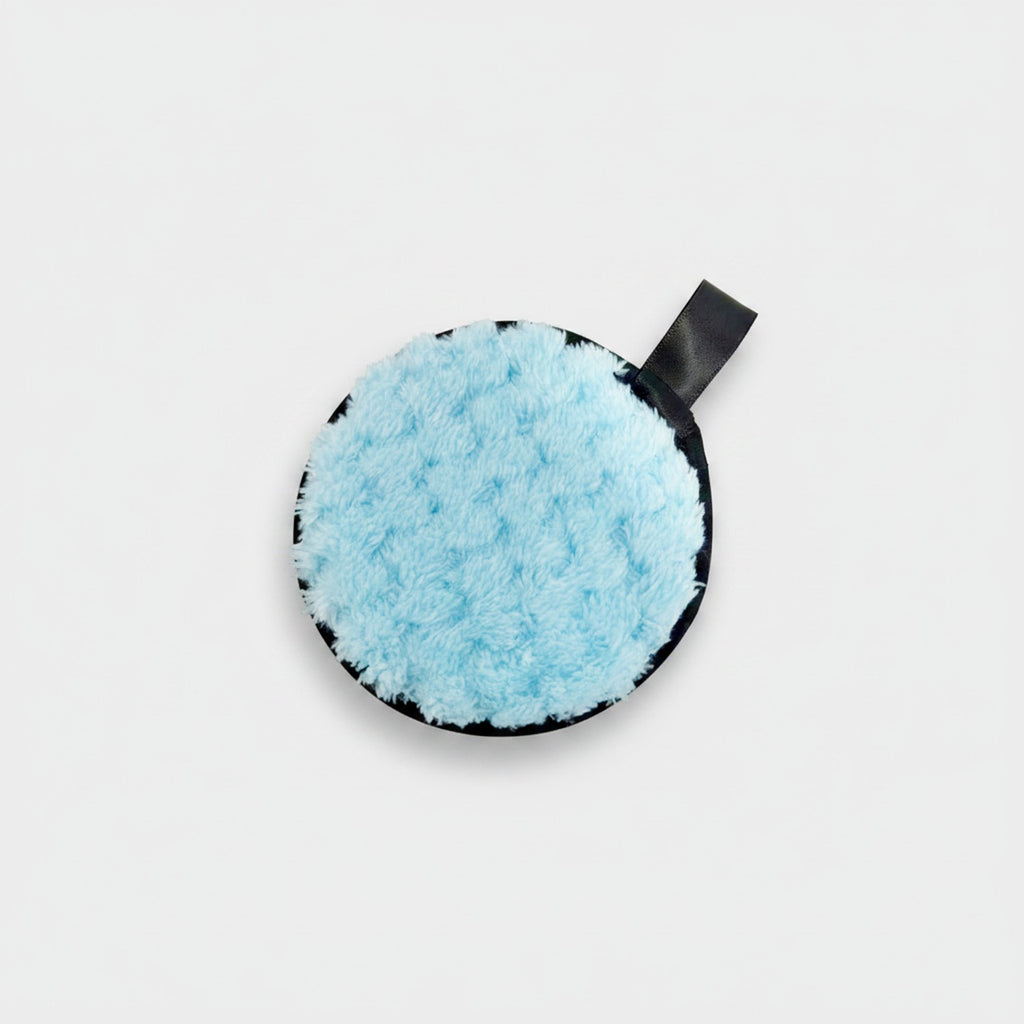 Light Blue Fluffy Makeup Remover Pads With Strap