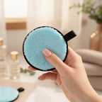 Light Blue Fluffy Makeup Remover Pads With Strap
