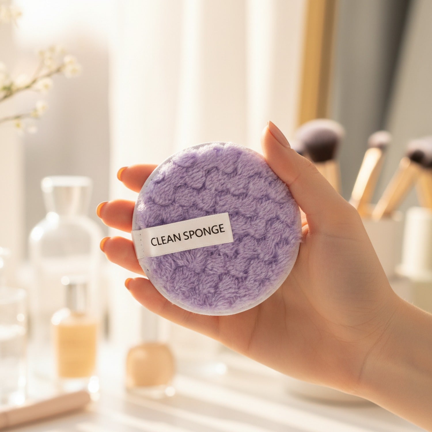 Purple Plush Round Cleansing Sponge Pad
