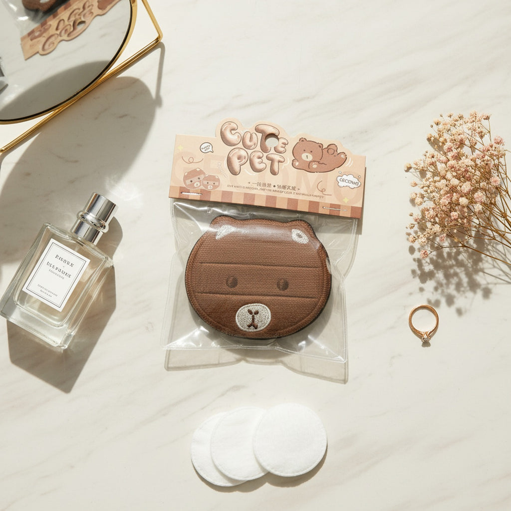 Cute Brown Bear Plush Makeup Mirror Compact – Korean beauty tool (view 2)