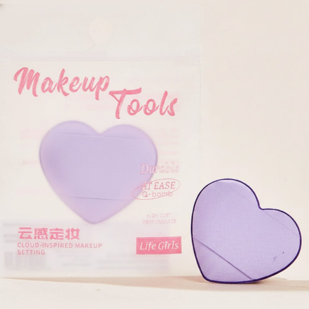 Purple Heart-Shaped Makeup Setting Sponge
