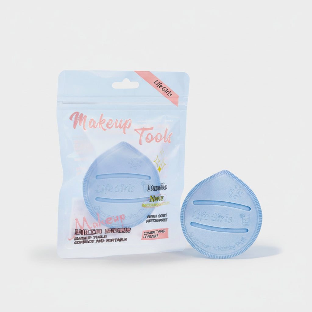 Blue Teardrop Makeup Tool with Slots