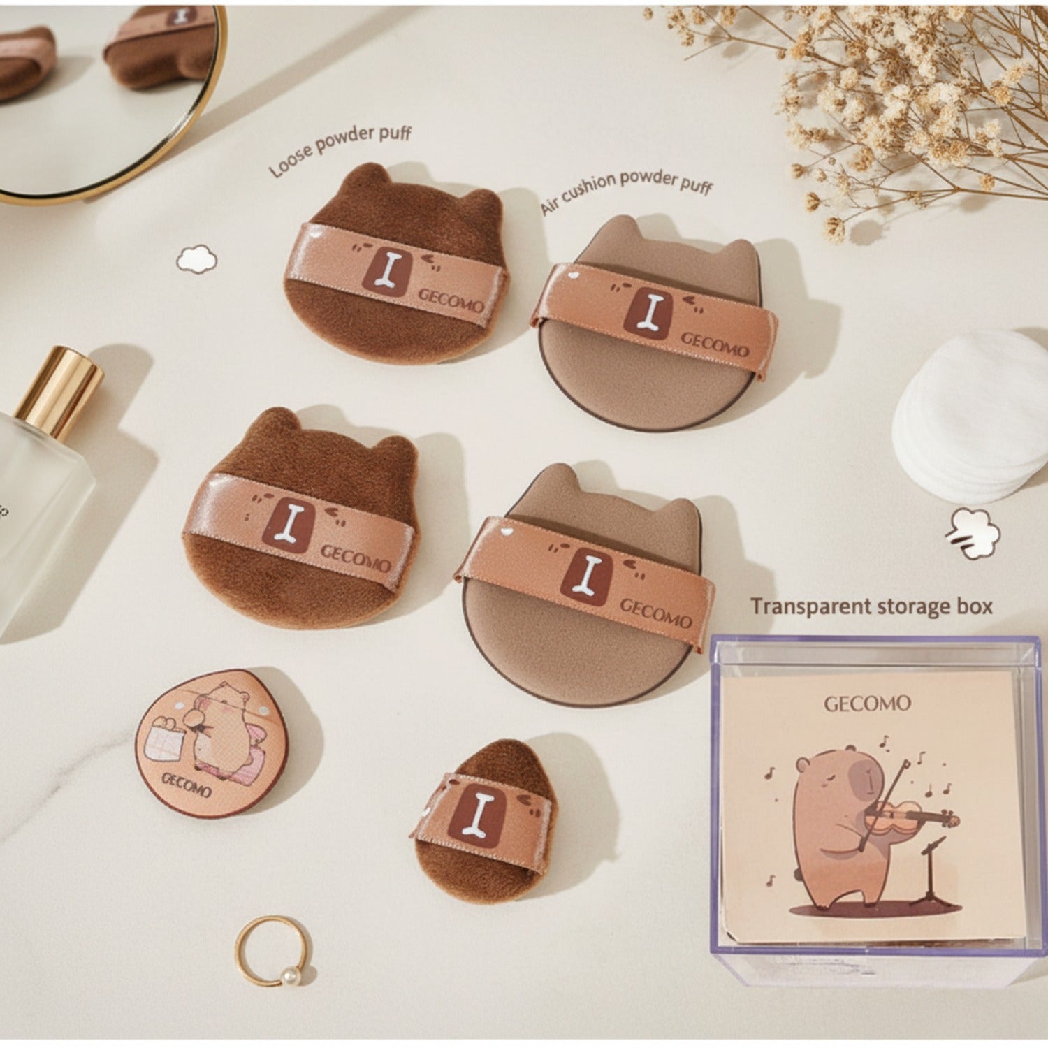 Cute Bear Plush Makeup Mirror Compact Set – Korean beauty tool (view 2)