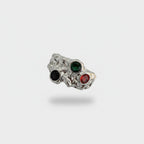 Silver Skull Ring With Gemstone Accents