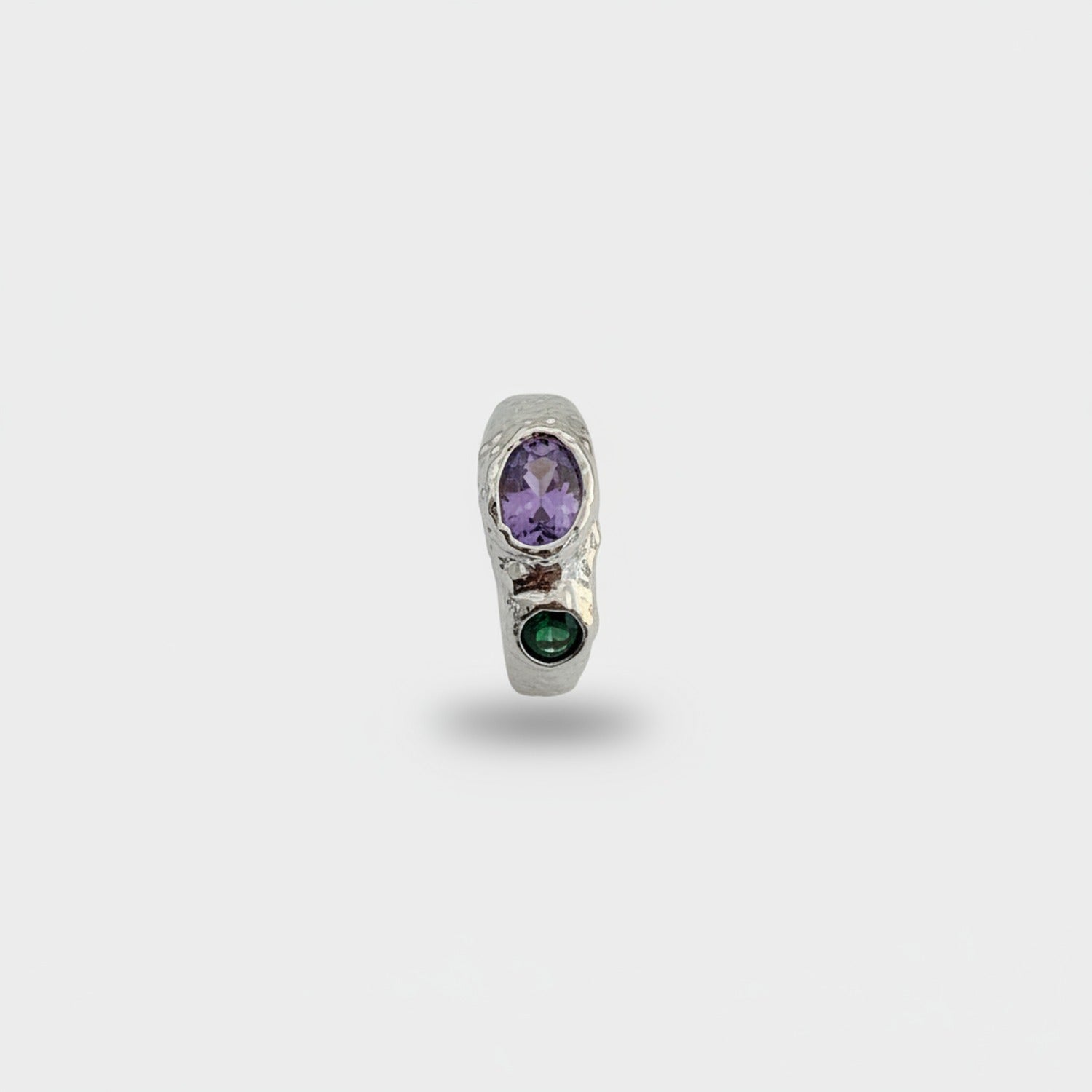 Purple Amethyst & Abalone Oval Silver Ring Set