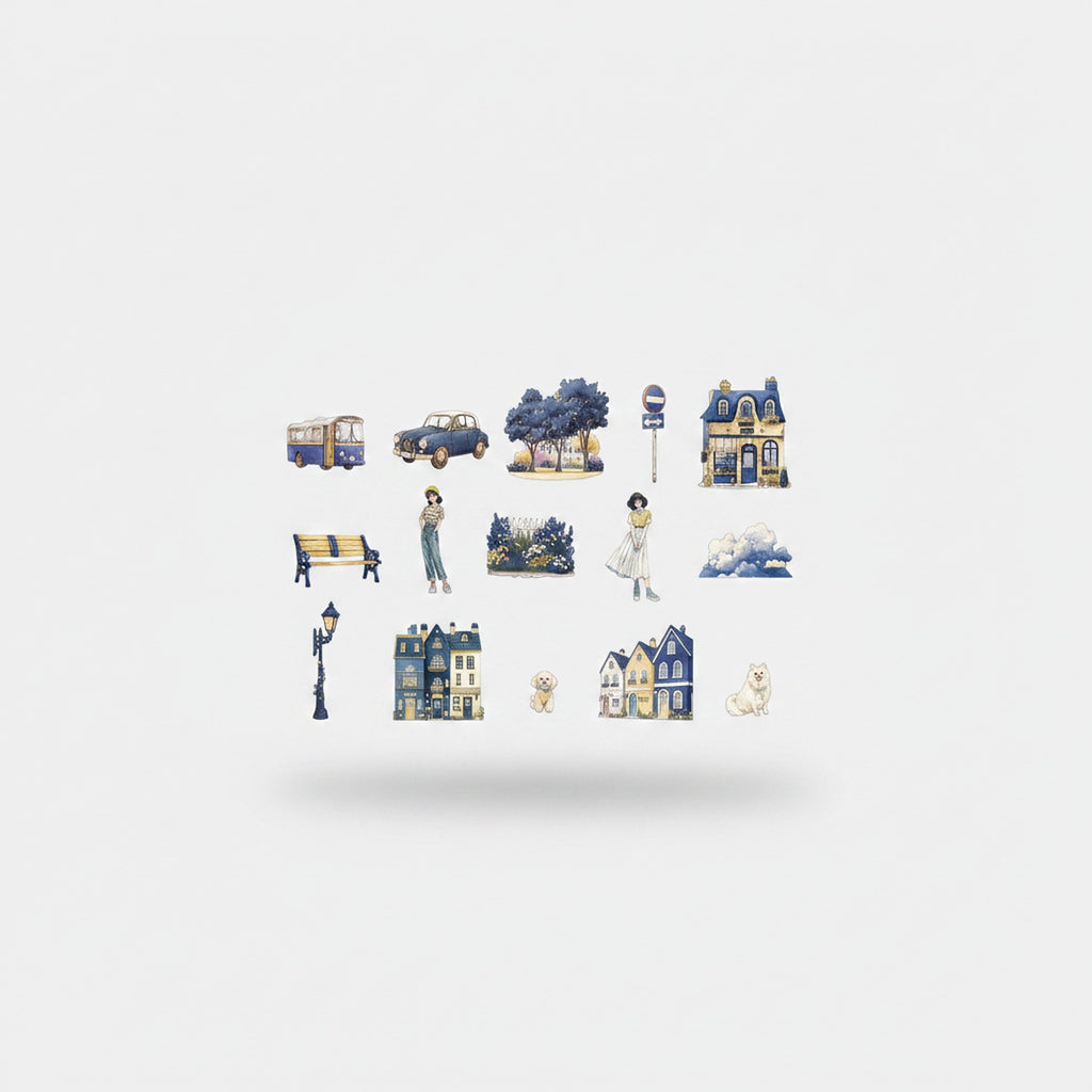 Indigo Town Aesthetic Sticker Sheet Set – stationery (view 1)