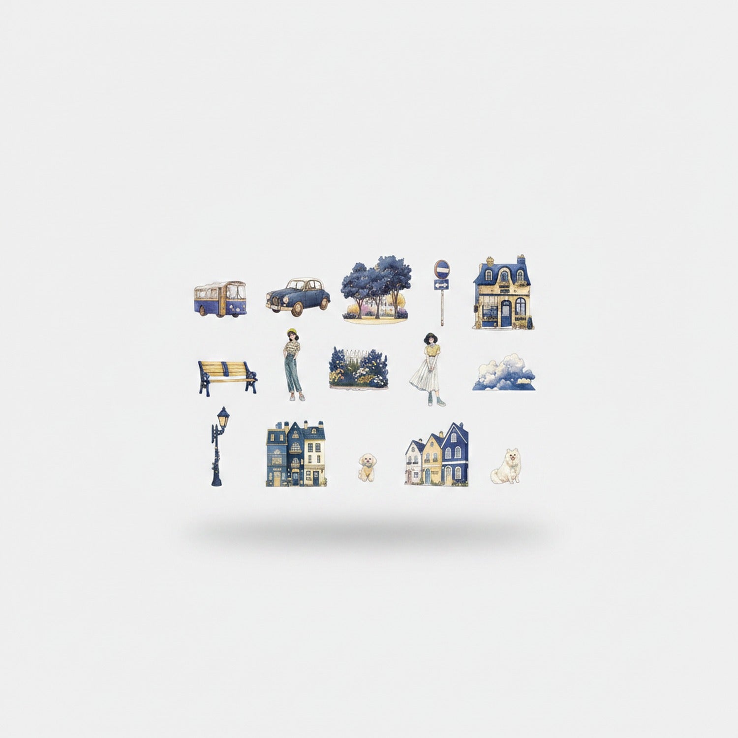Indigo Town Aesthetic Sticker Sheet Set