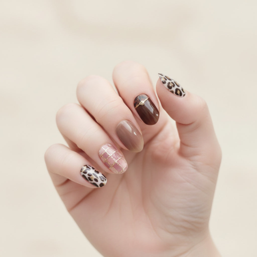 Leopard Print Nail Wraps Assorted Design Set