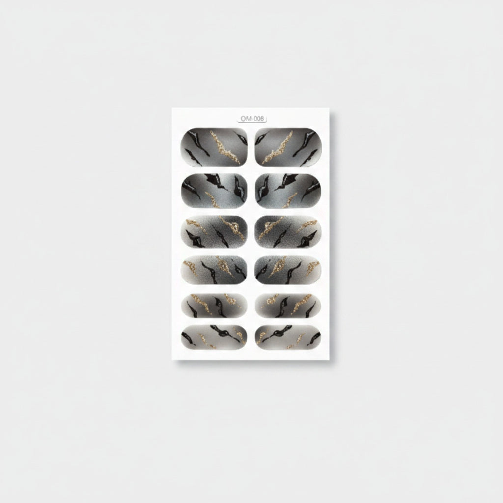Marble Black Gold Nail Wraps Set