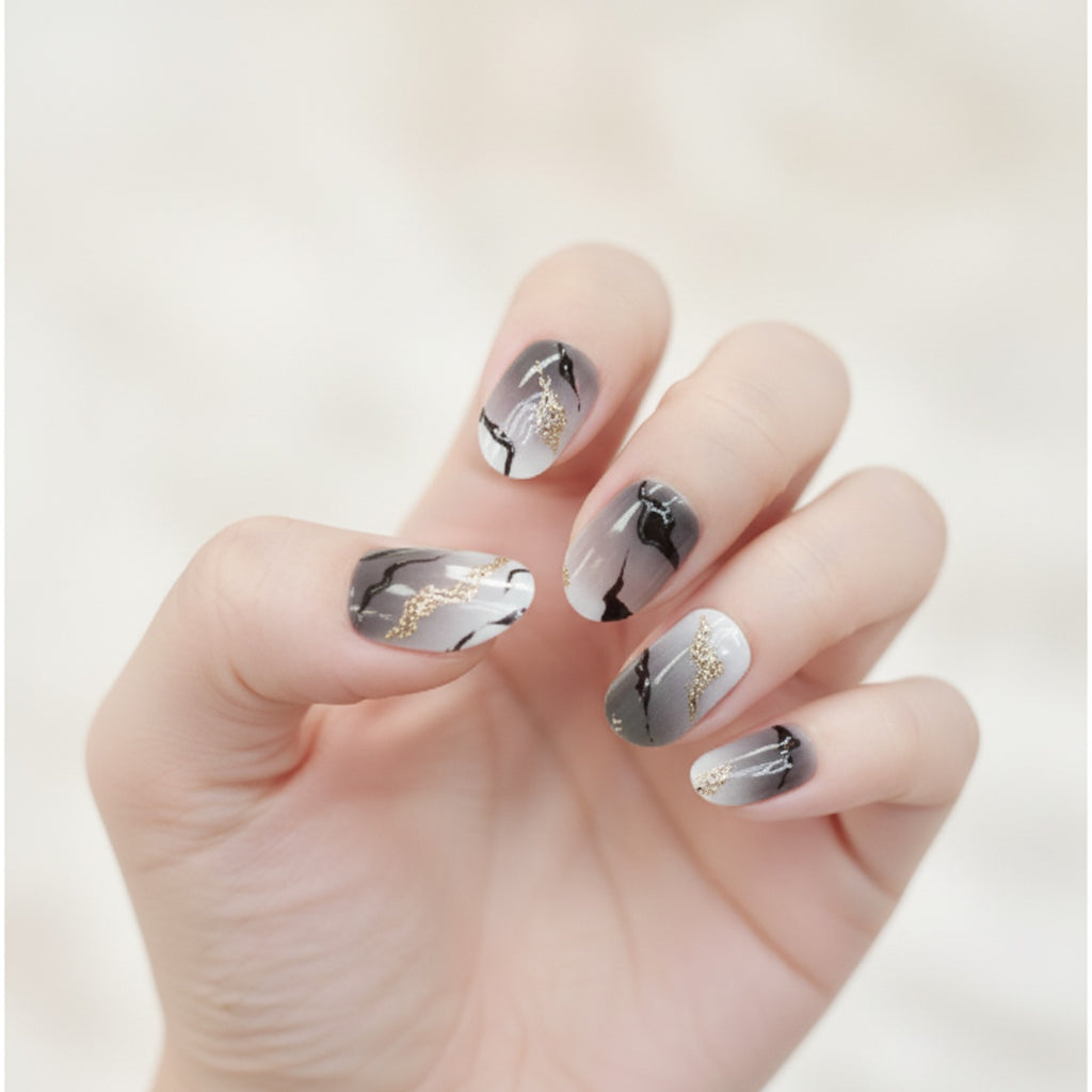 Marble Black Gold Nail Wraps Set