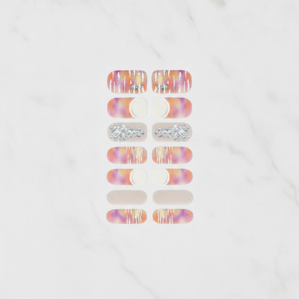 Gradient Ombre Nail Wraps With Rhinestone Accents – Korean nail care (view 2)