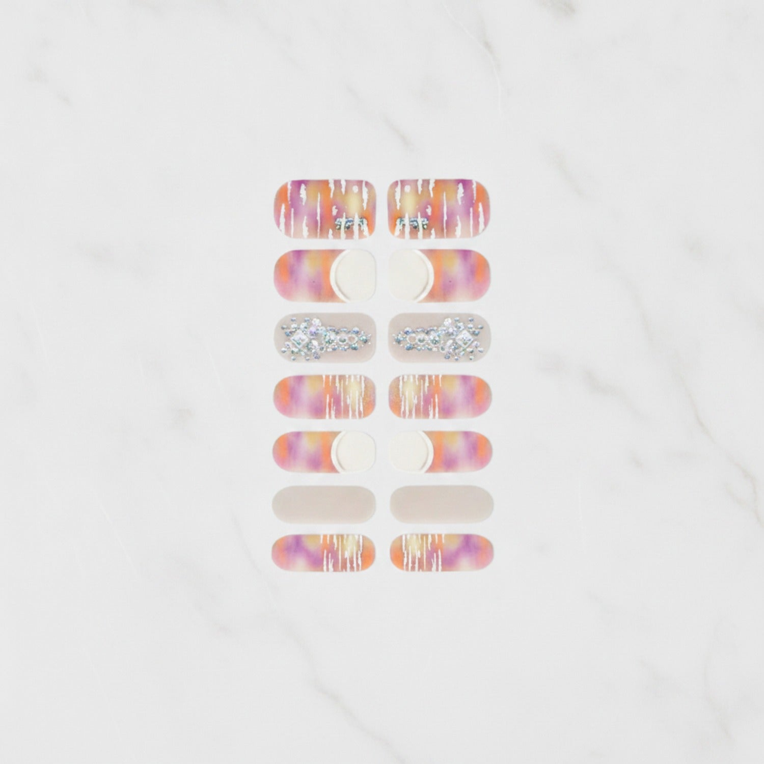 Gradient Ombre Nail Wraps With Rhinestone Accents