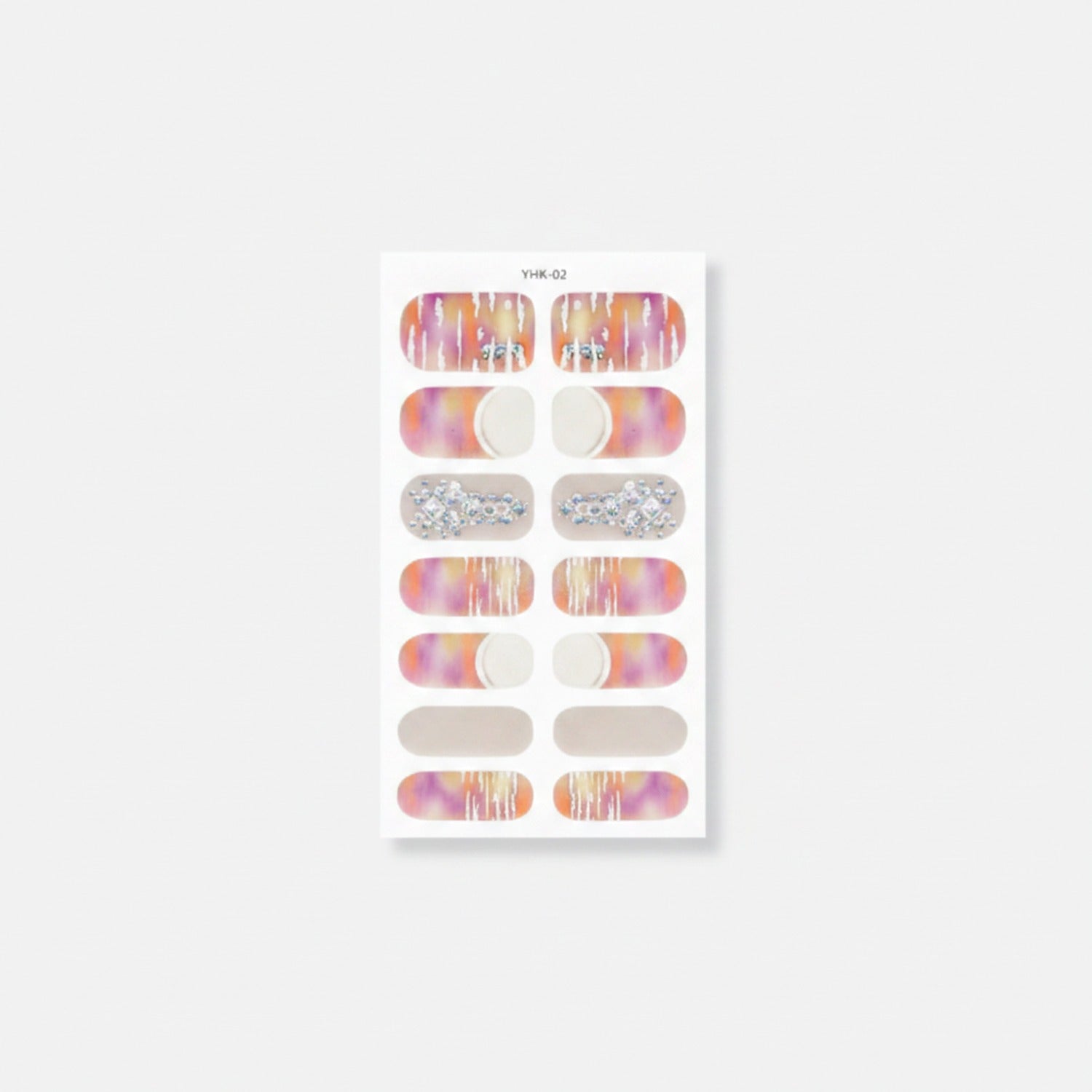 Gradient Ombre Nail Wraps With Rhinestone Accents