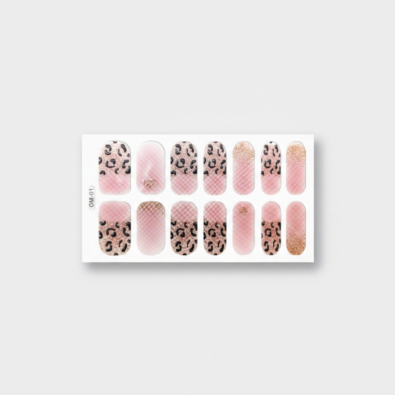 Leopard Print Pink Nail Wraps With Glitter
