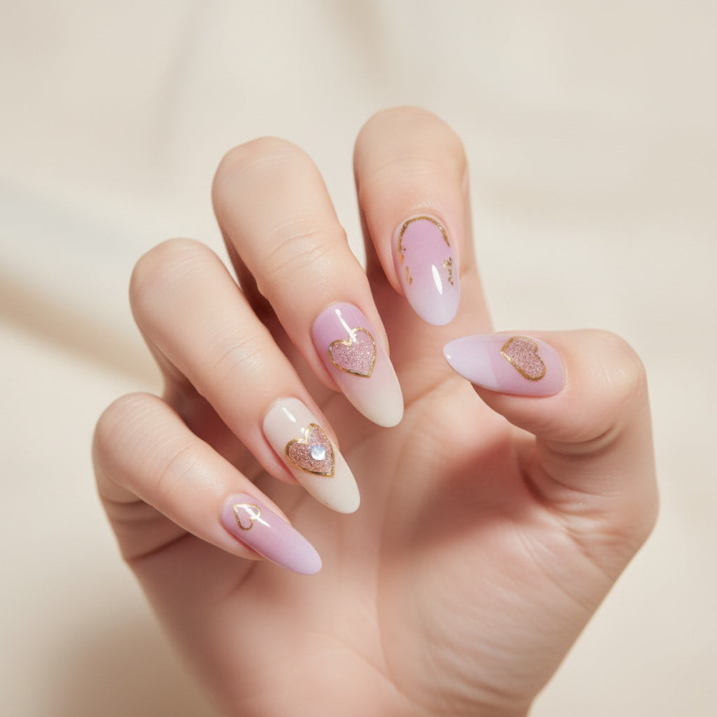 Floral Nail Wraps With Glitter Details