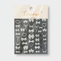 White Pearl Bow Heart Nail Art Stickers
