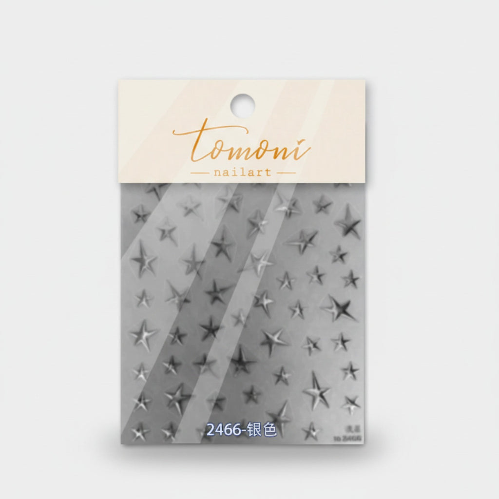 Silver Star Nail Art Sticker Strips
