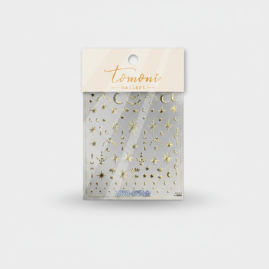 Celestial Gold Star Moon Nail Art Stickers