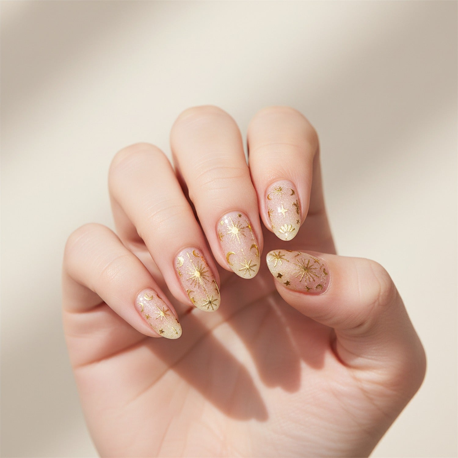 Celestial Gold Star Moon Nail Art Stickers