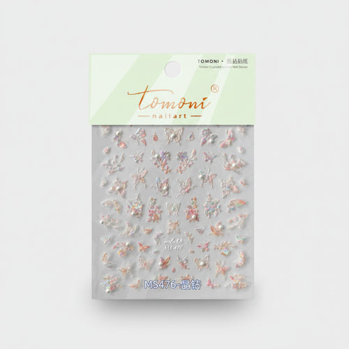 Butterfly Flower Crystal Nail Stickers – Korean nail care (view 1)