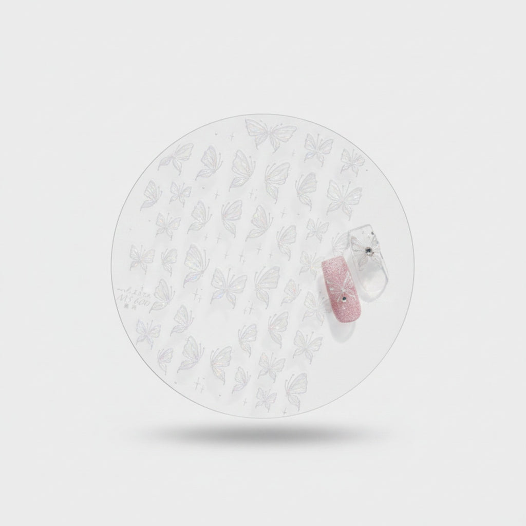 Butterfly Nail File Delicate Pink And White Design
