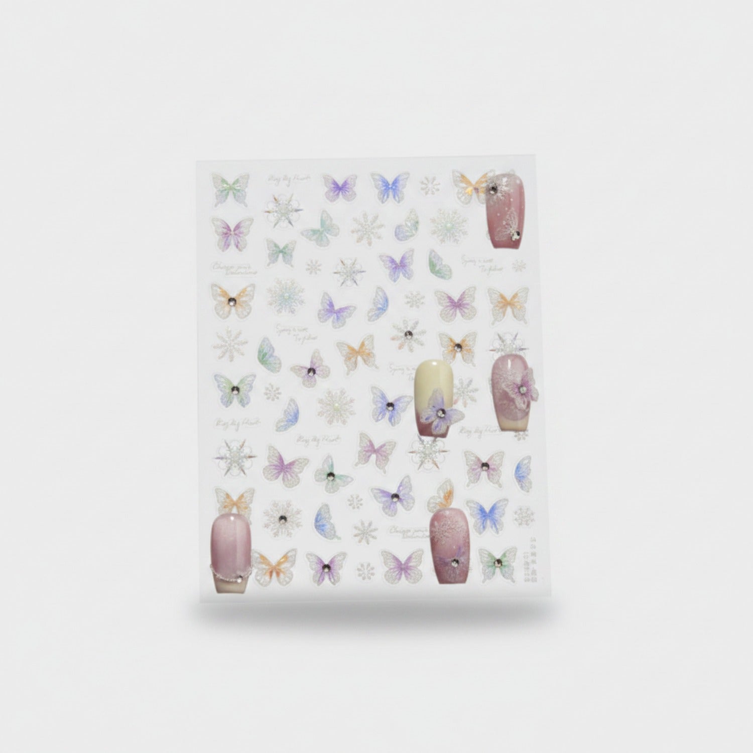Butterfly Nail Art Sticker Sheet With Rhinestones