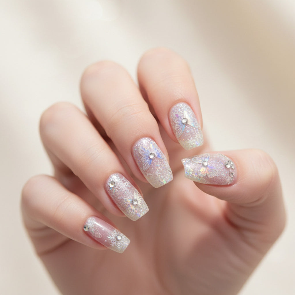 Butterfly Nail Art Sticker Sheet With Rhinestones – Korean nail care (view 3)