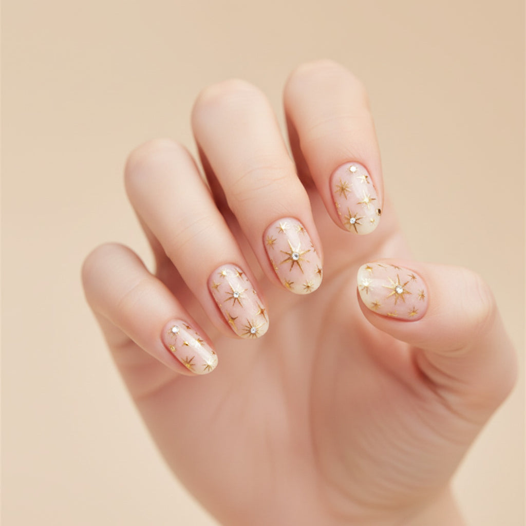 Gold Star Crystal Nail Sticker Set