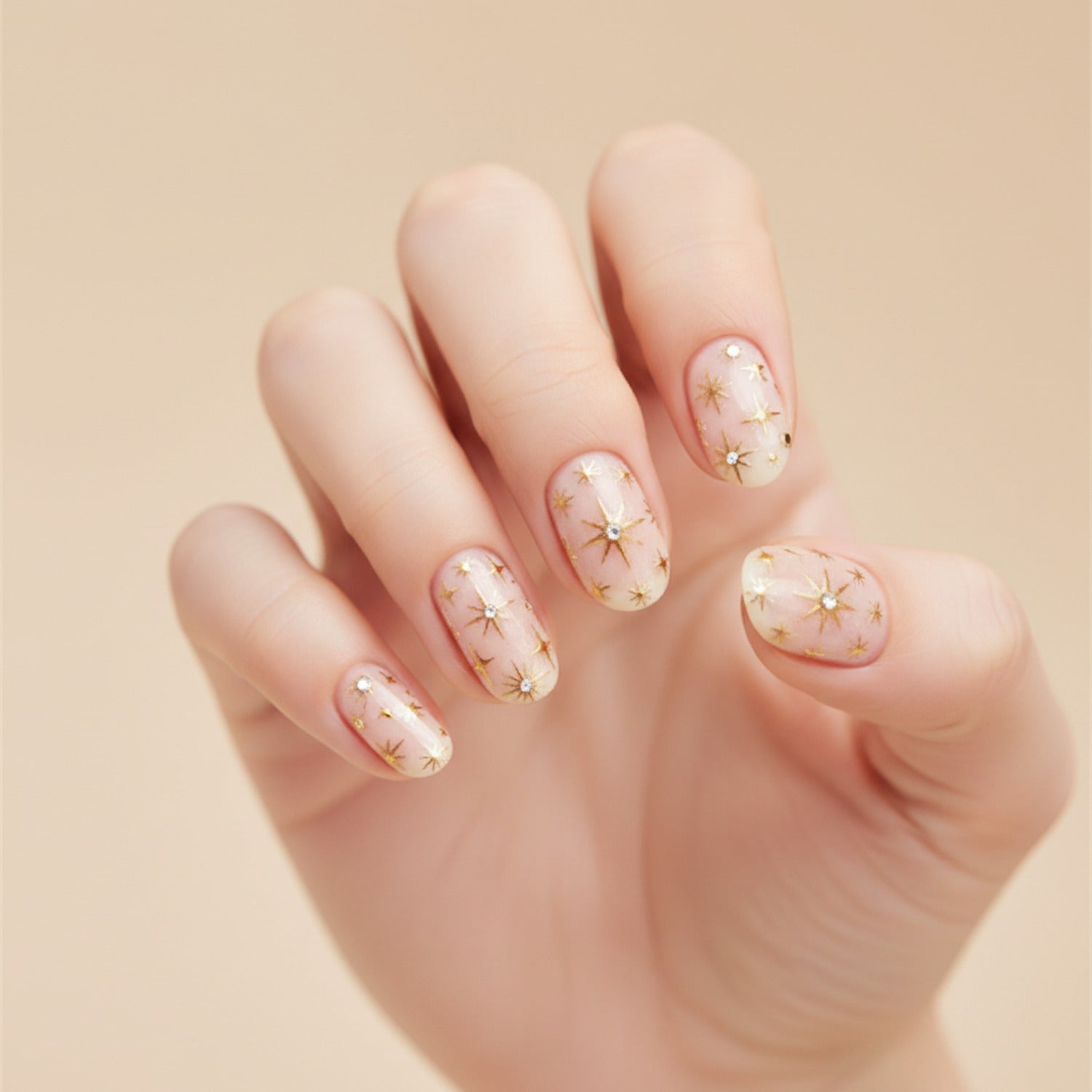 Gold Star Crystal Nail Sticker Set