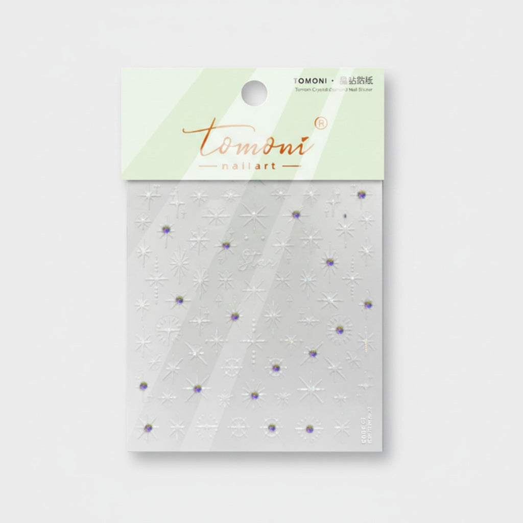 Purple Flower Crystal Nail Art Stickers