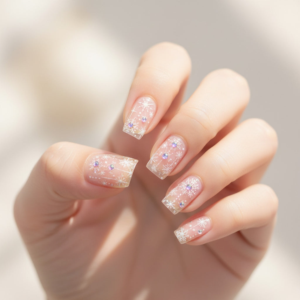 Purple Flower Crystal Nail Art Stickers