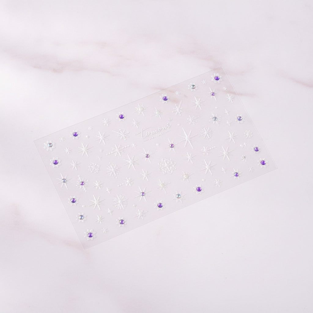 Purple Flower Crystal Nail Art Stickers – Korean nail care (view 2)