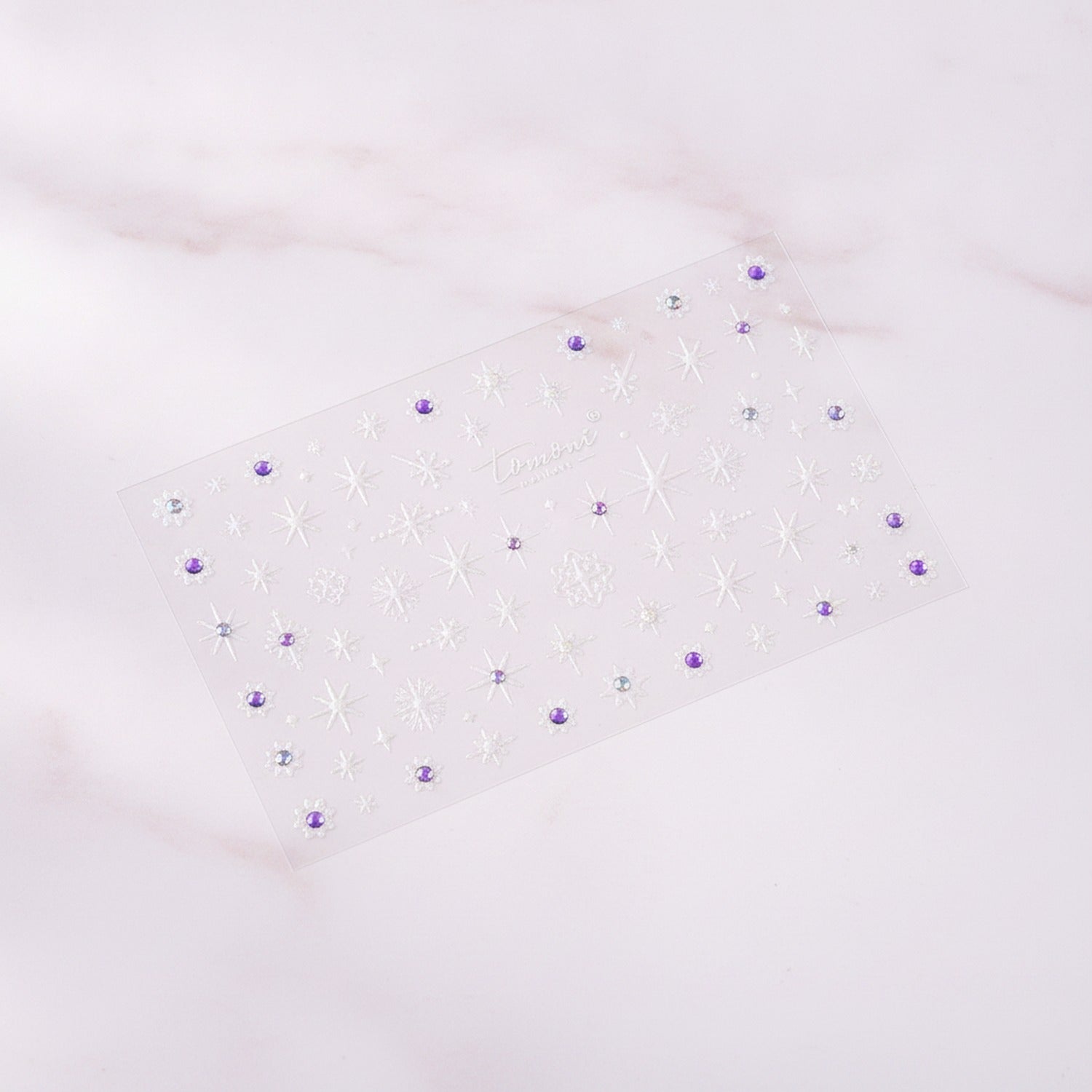 Purple Flower Crystal Nail Art Stickers