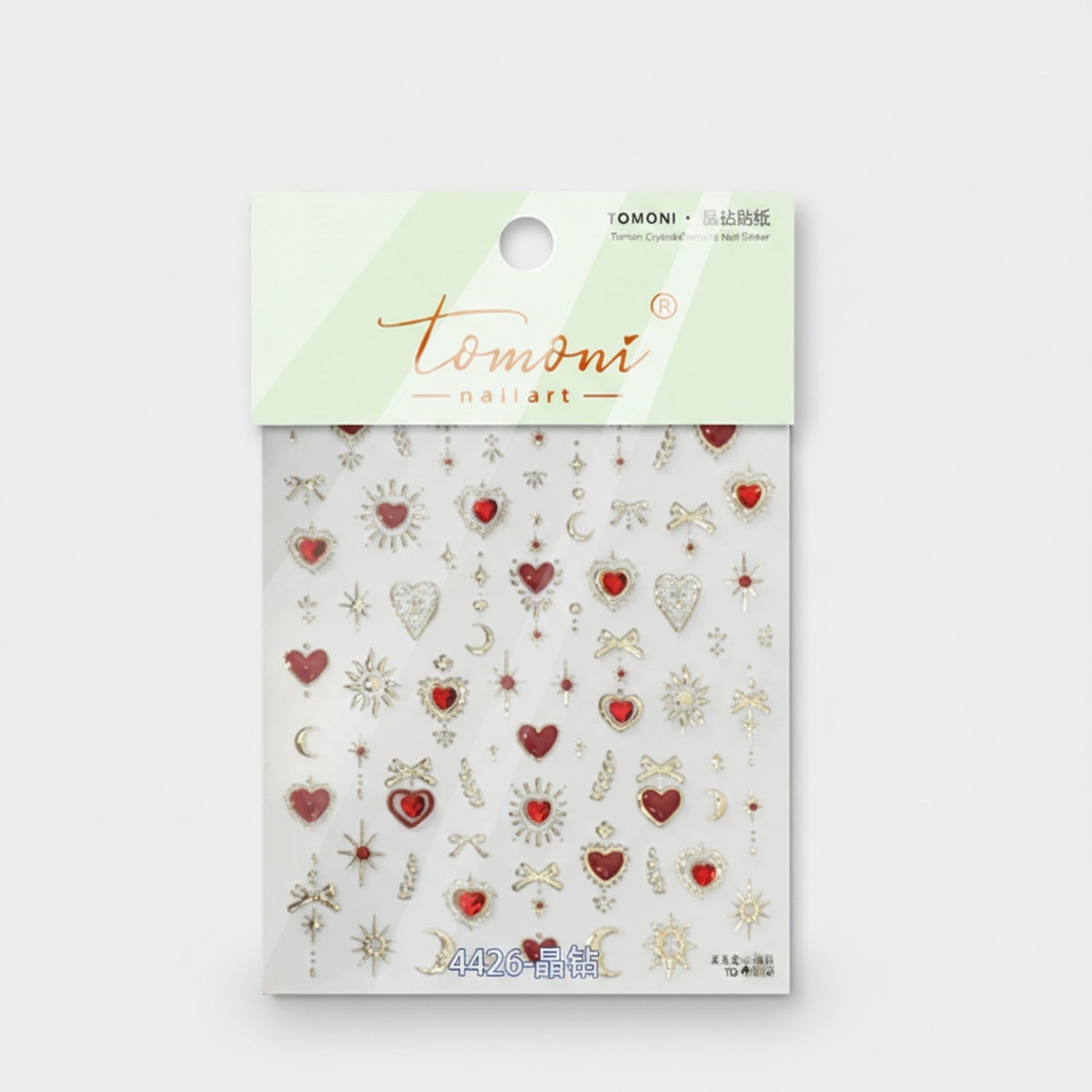 Red Heart Rhinestone Nail Art Stickers