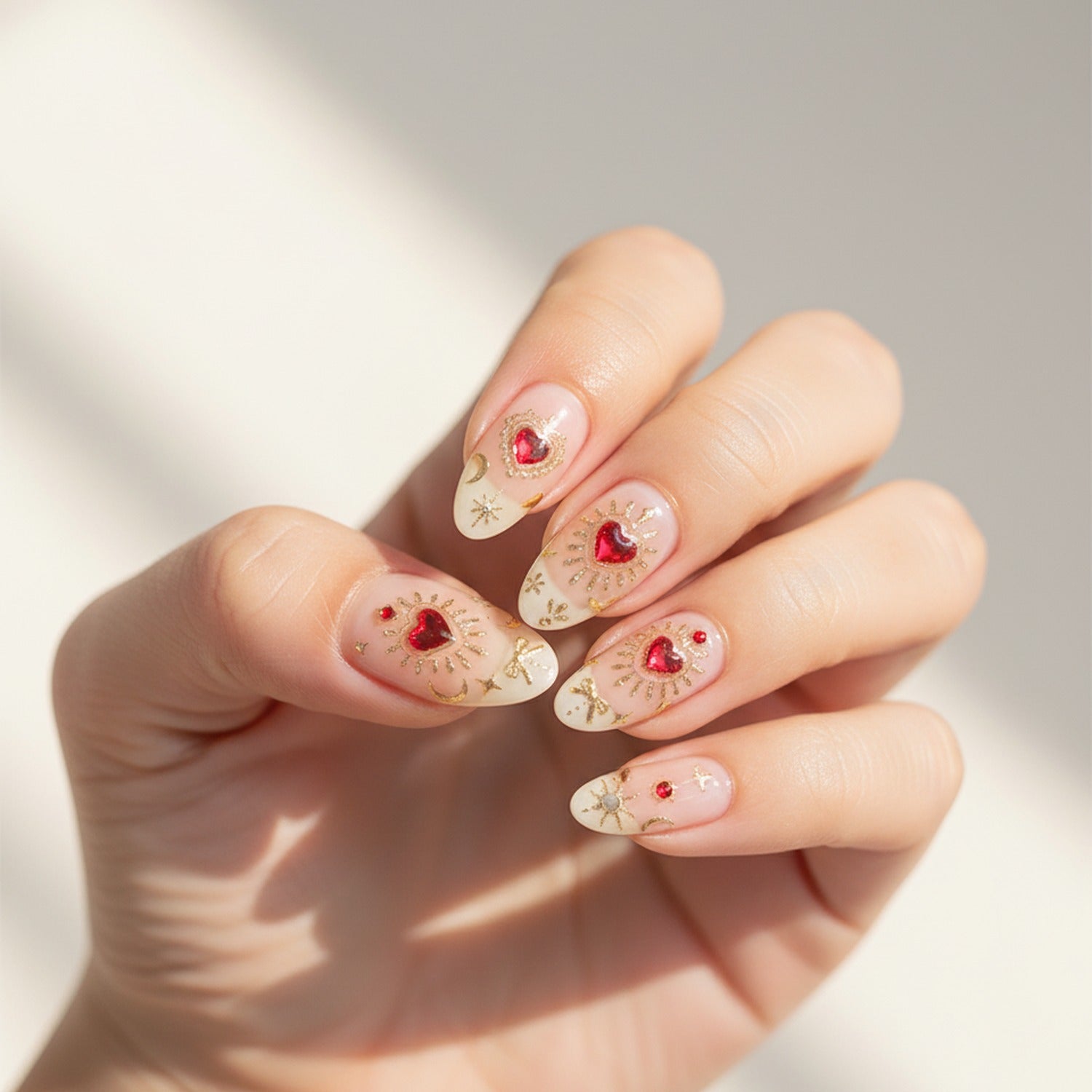 Red Heart Rhinestone Nail Art Stickers