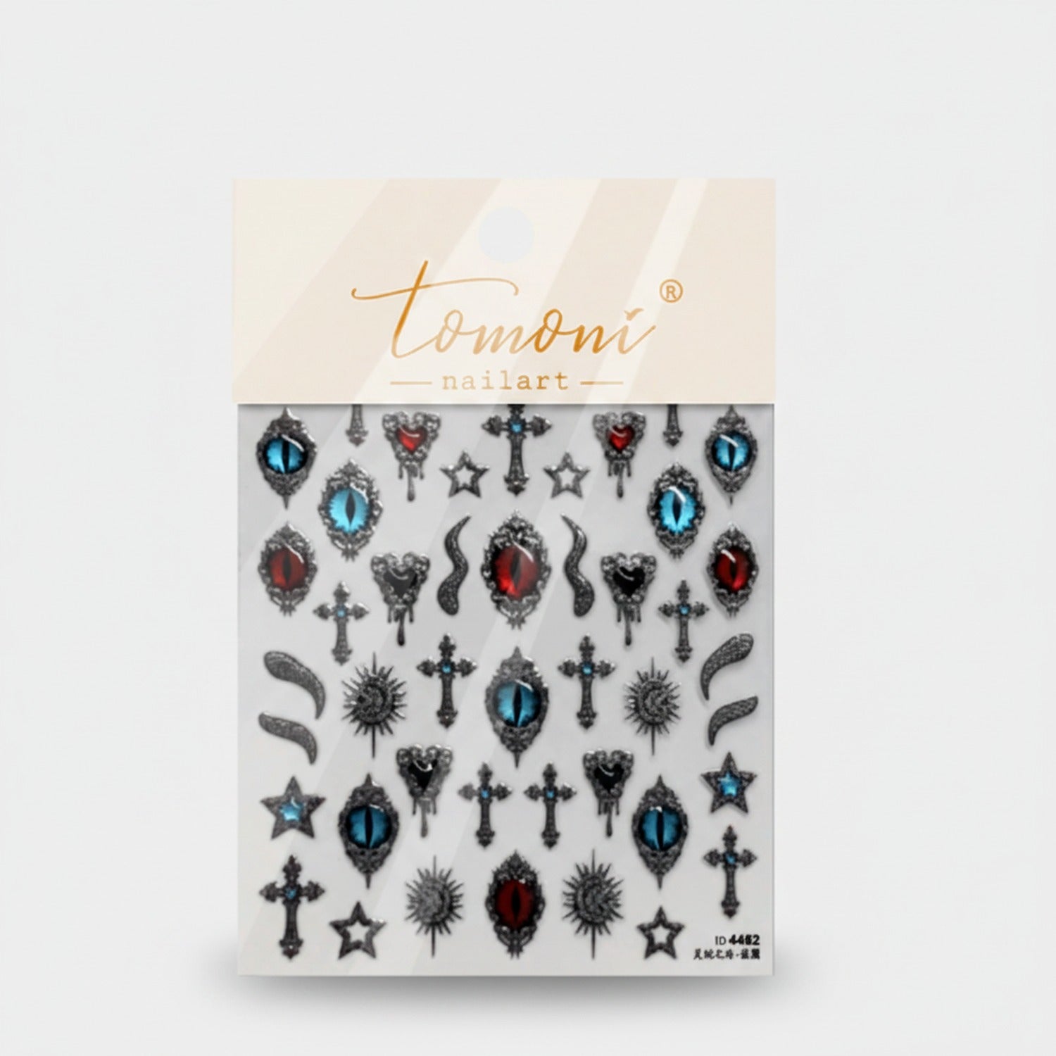 Gothic Cross And Gemstone Nail Art Stickers