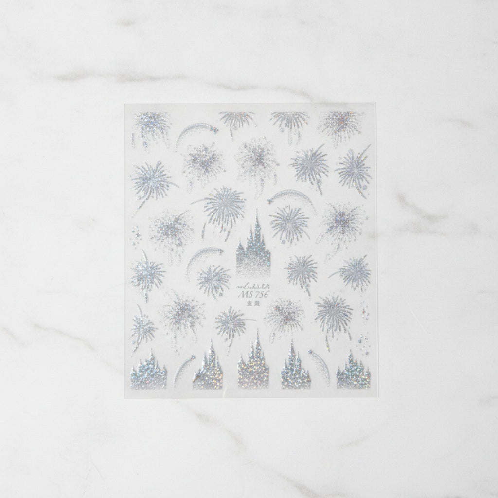 Fireworks Nail Art Stickers Silver Glitter Castle Theme – Korean nail care (view 2)