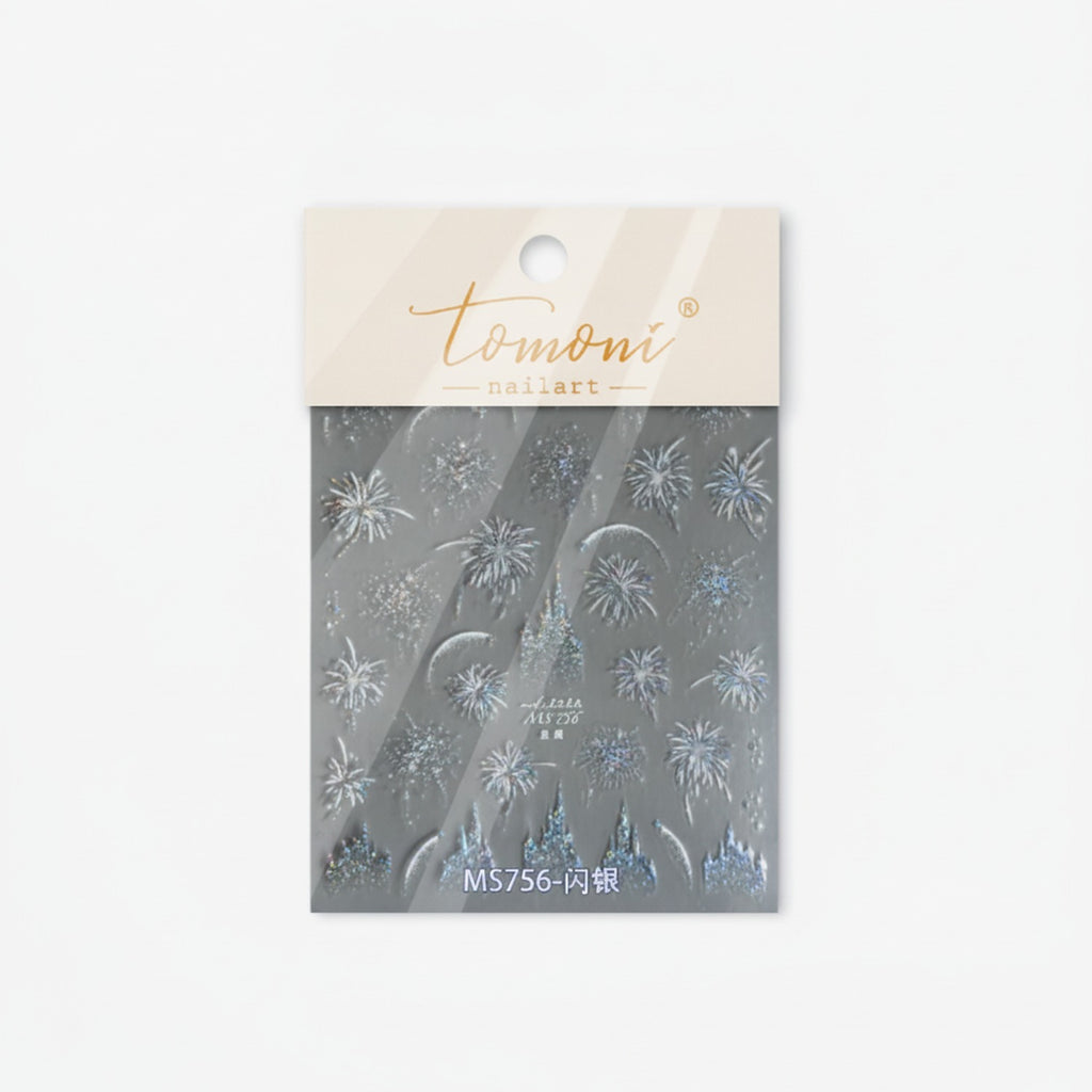 Fireworks Nail Art Stickers Silver Glitter Castle Theme – Korean nail care (view 1)