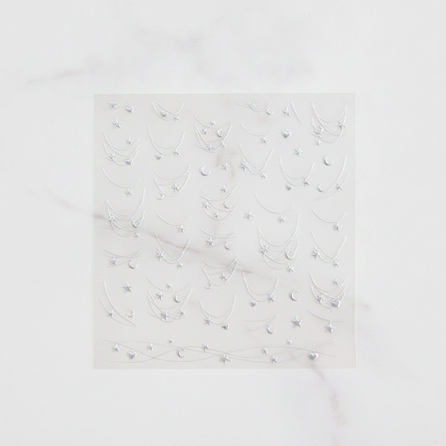 Celestial Star Nail Art Sticker Sheet Silver
