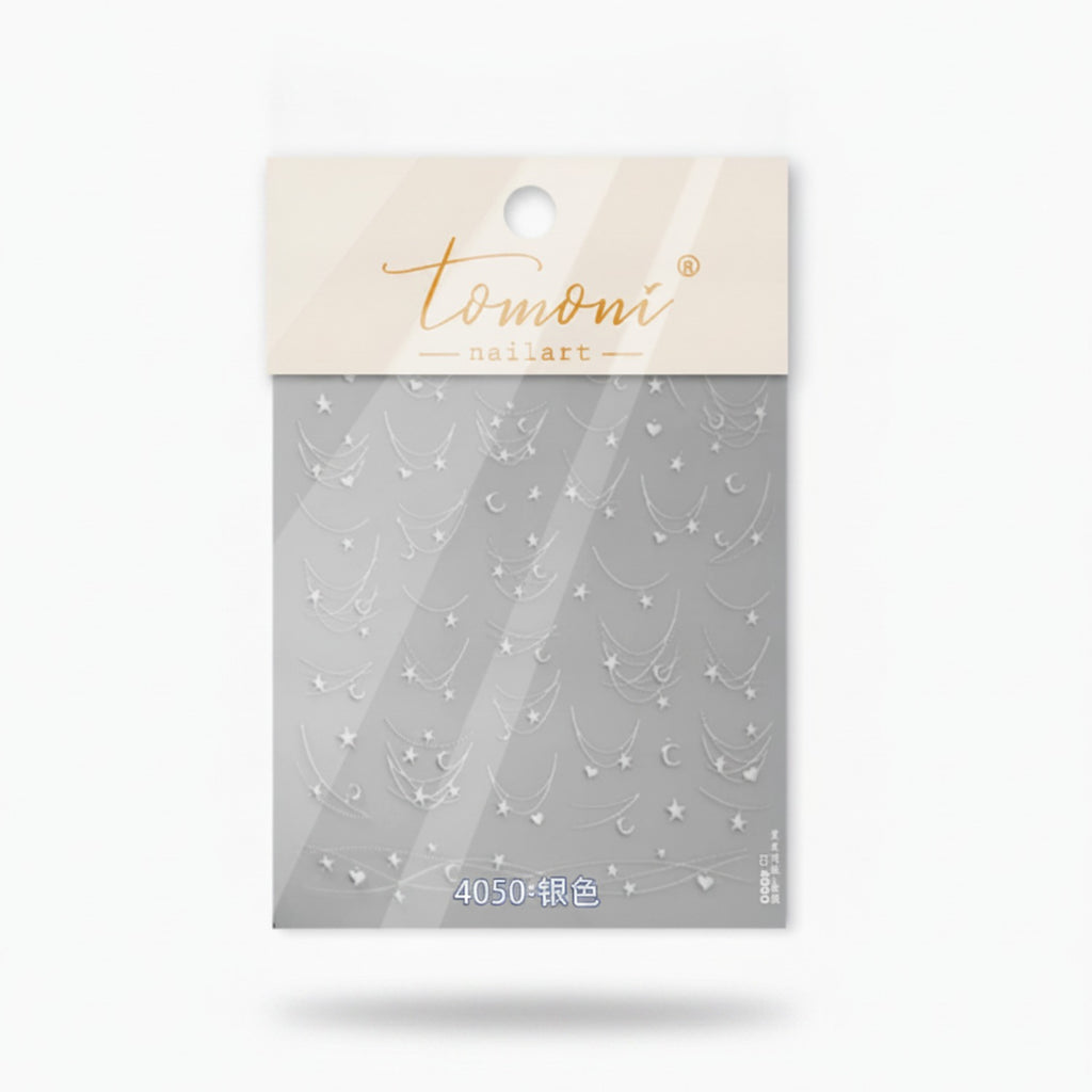Celestial Star Nail Art Sticker Sheet Silver – Korean nail care (view 1)