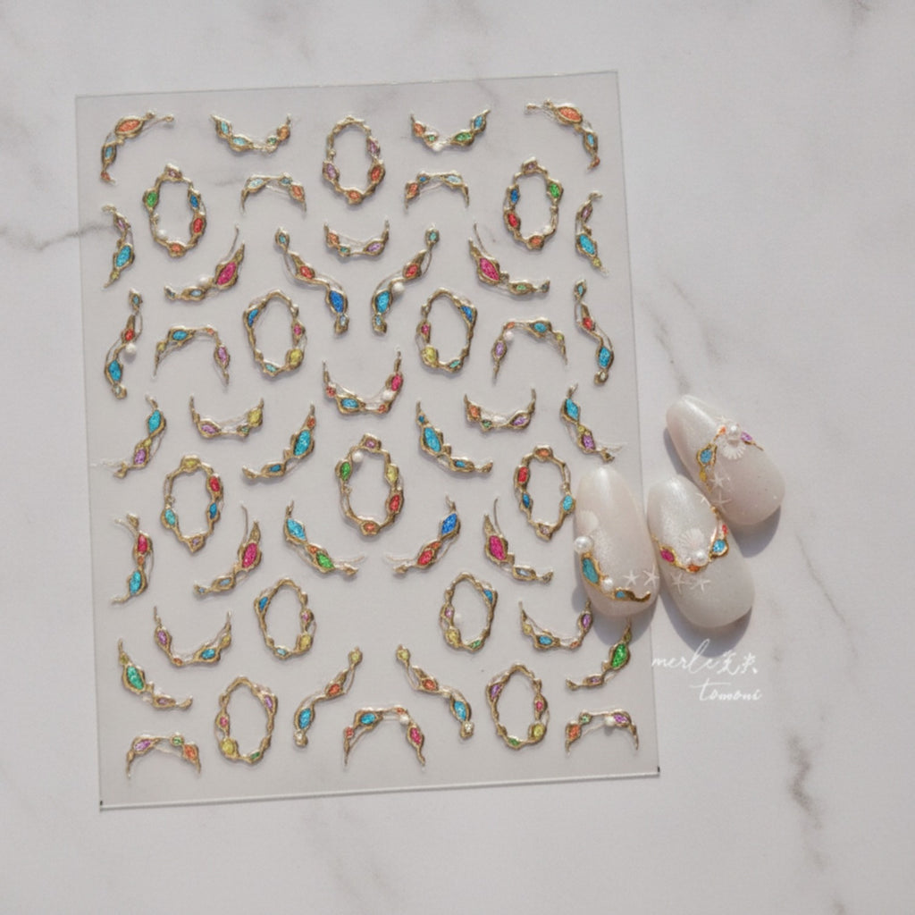Colorful Beaded Nail Art Sticker Sheet Set – Korean nail care (view 2)