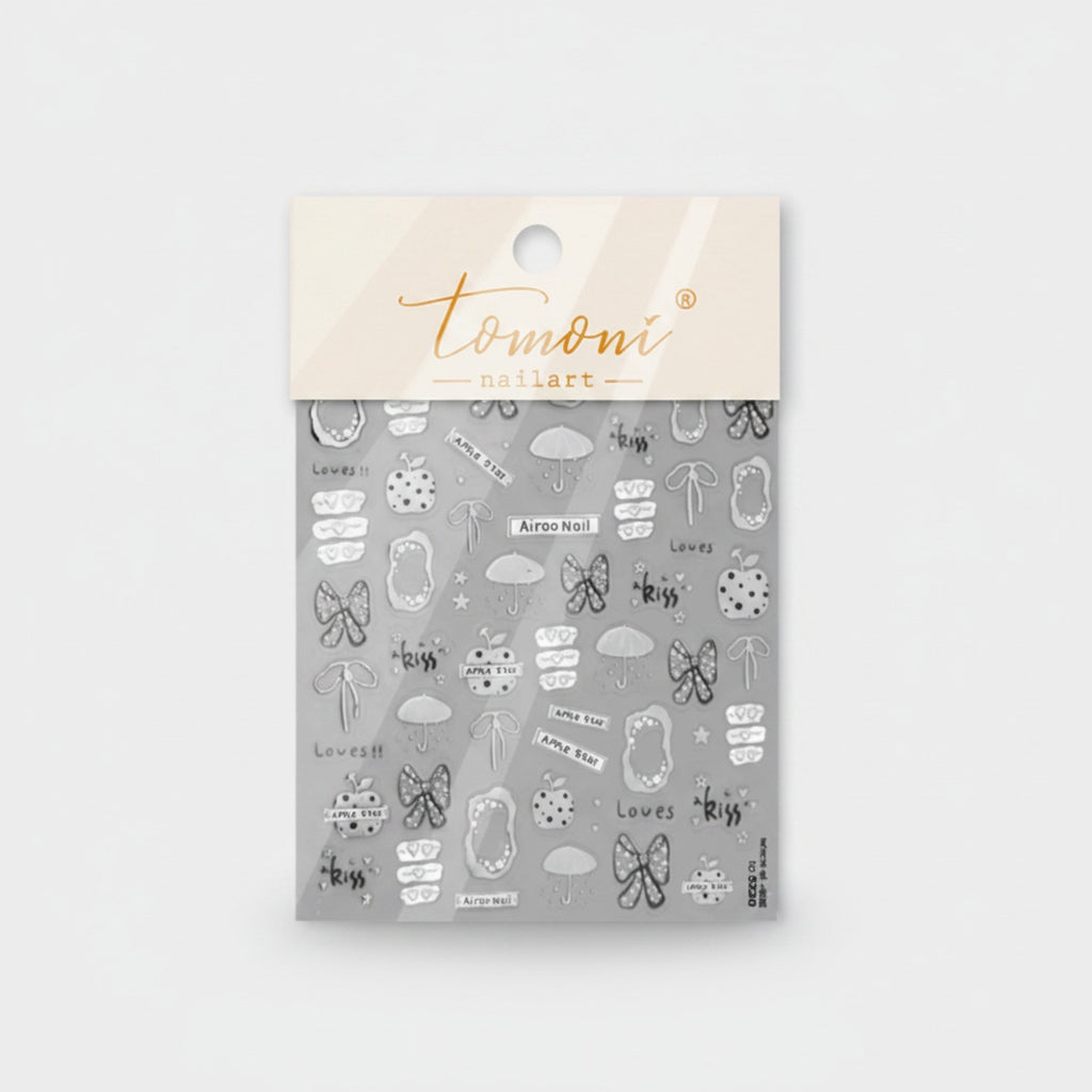 Nail Art Stickers Gray Butterfly Umbrella Design