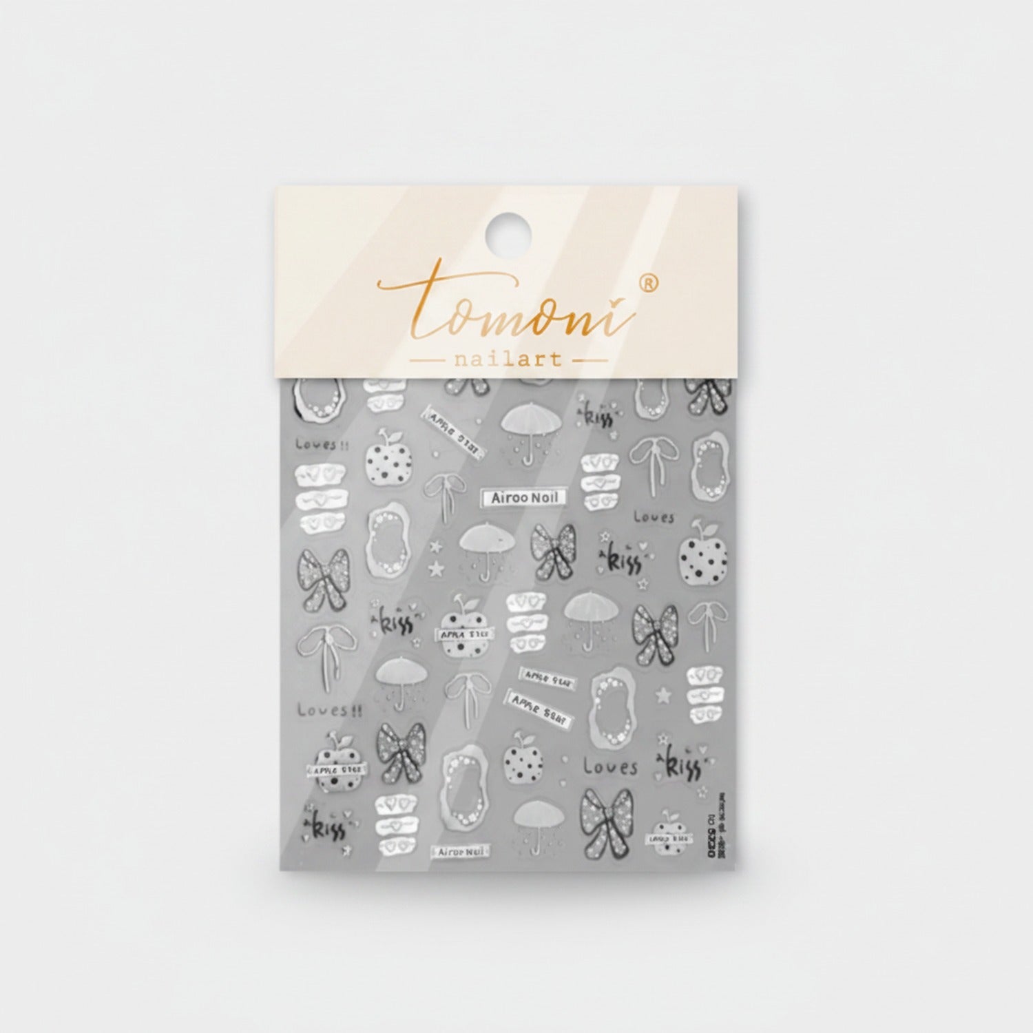 Nail Art Stickers Gray Butterfly Umbrella Design