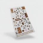 Leopard Print Nail Art Sticker Sheet With Crosses And Hearts