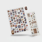 Vintage Stamp Star Heart Sticker Sheet Set