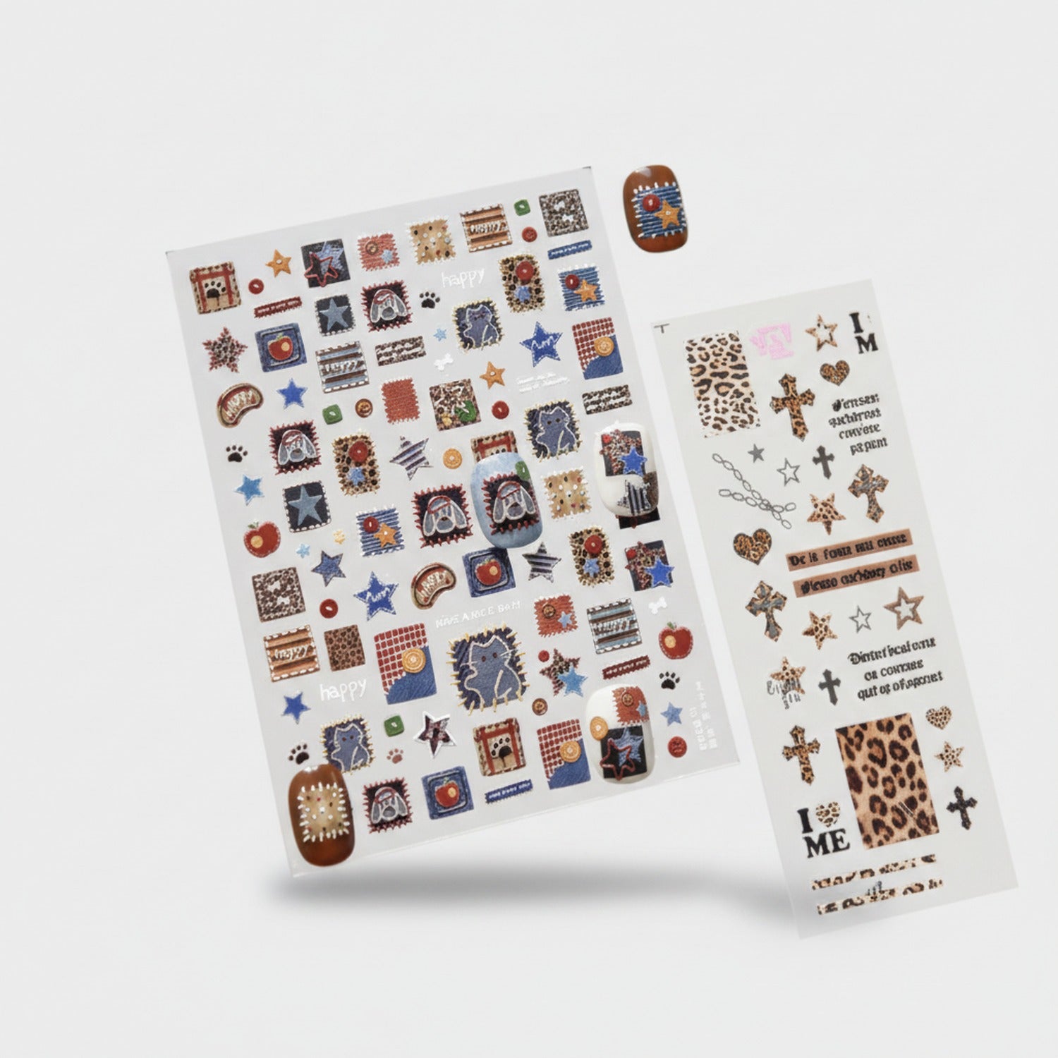 Vintage Stamp Star Heart Sticker Sheet Set