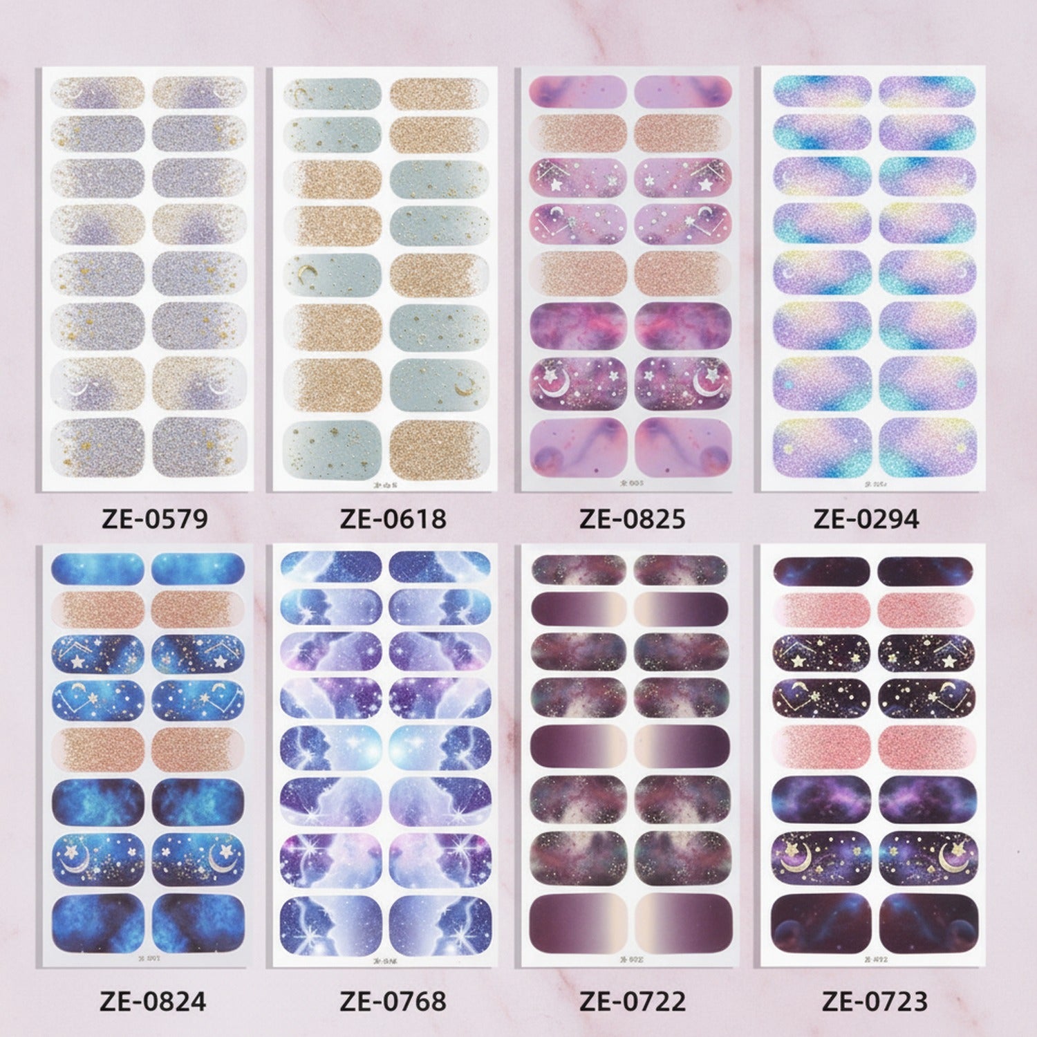 Nail Art Sticker Strips Colorful Collection Pack