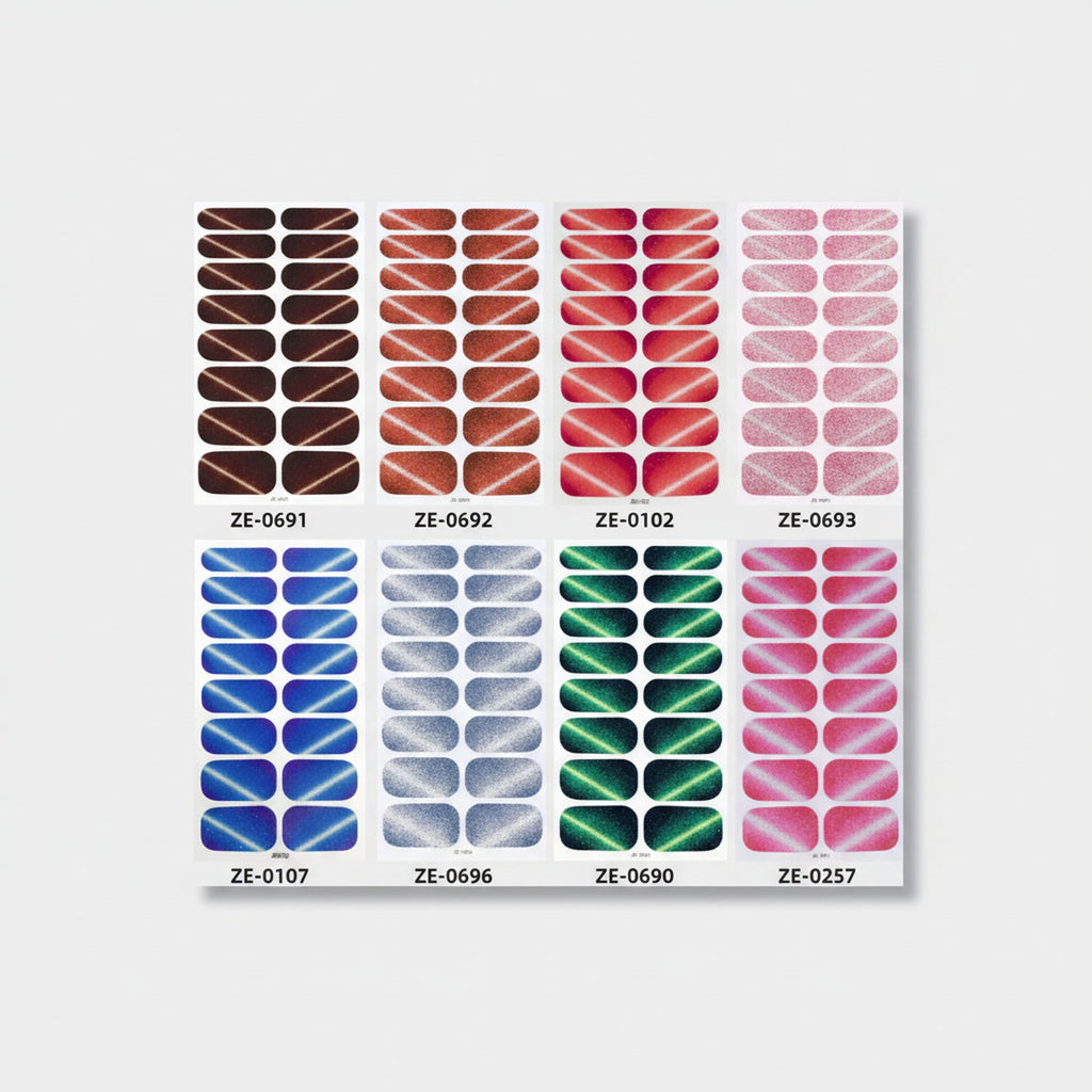 Gradient Nail Wraps Shimmer Metallic Finish Set