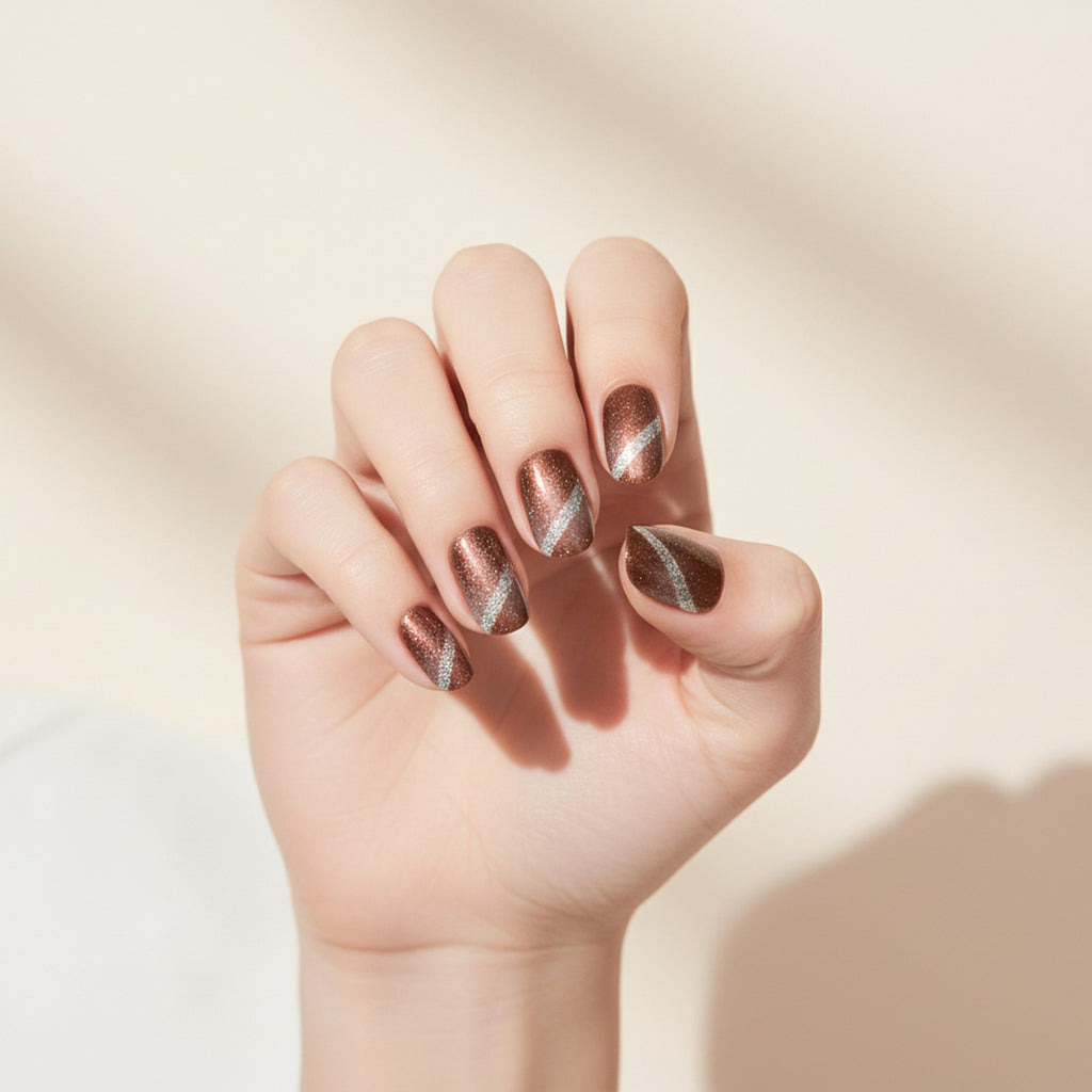 Gradient Nail Wraps Shimmer Metallic Finish Set