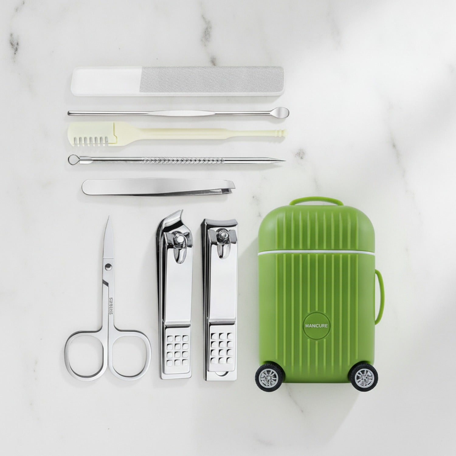 Portable Green Manicure Tool Kit Set